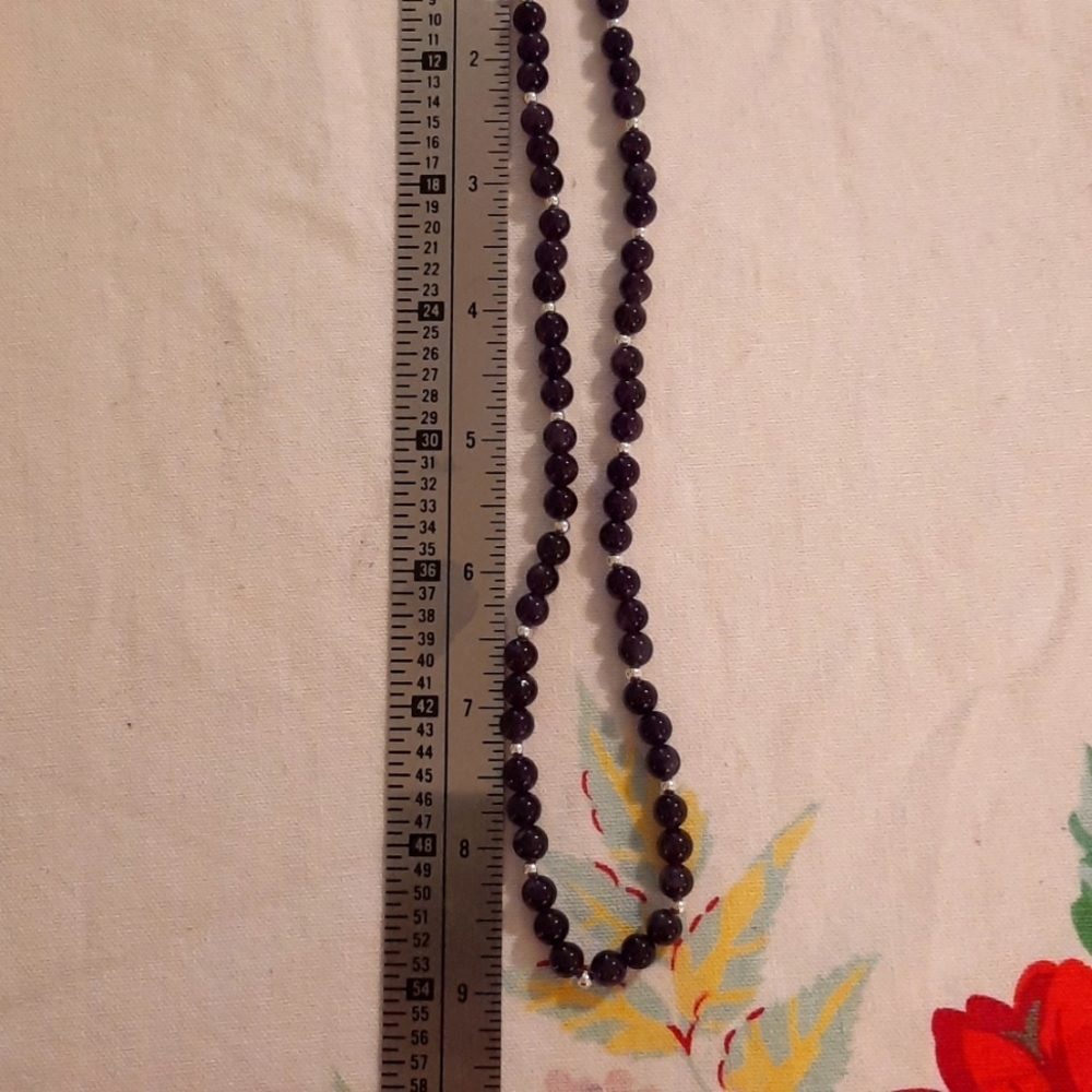 Dark Purple Genuine 💜  Amythyst necklace beautiful 18 inches (2) 925
